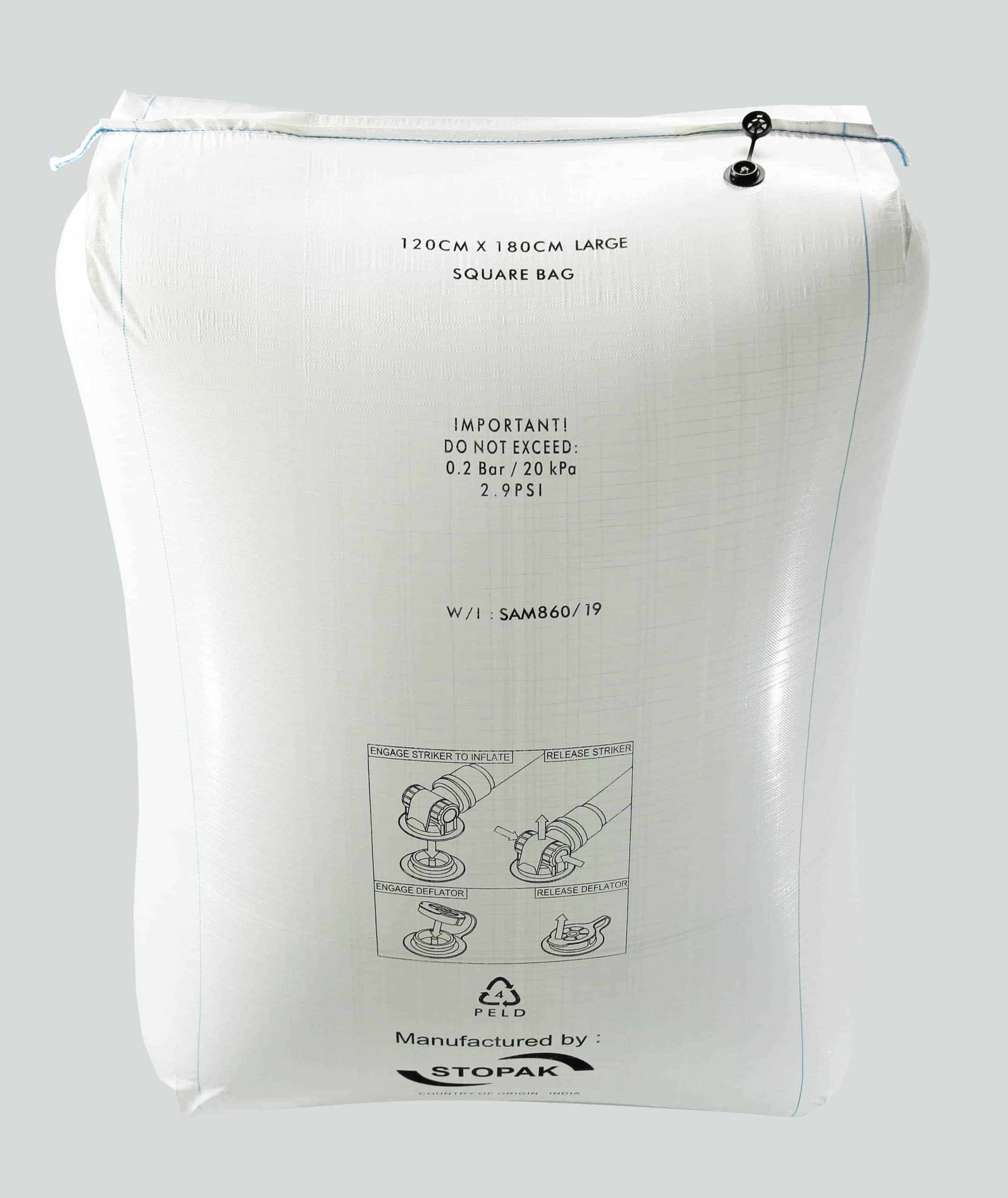 Square inflatable airbags for shipping protection